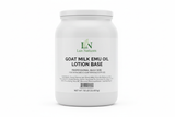 50 lbs. container with goat milk Emu oil lotion base with Lux Natures logo with green leaf